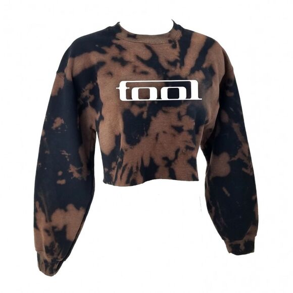 TOOL Rock Band Acid Wash Cropped Crop Top Long Sleeve Crewneck Sweatshirt - punk - Picture 2 of 5